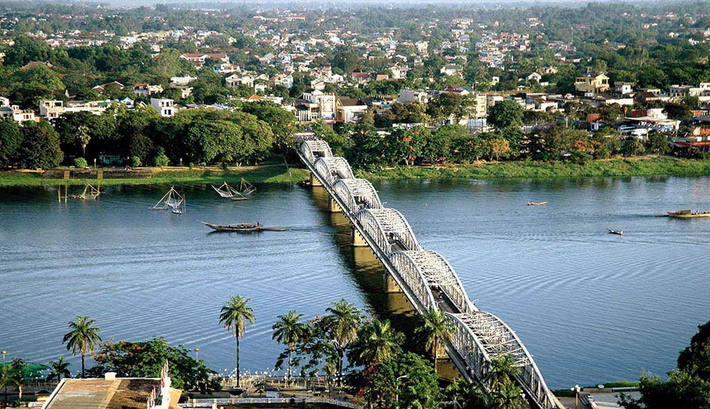 The Perfume River in Hue, Vietnam from the air