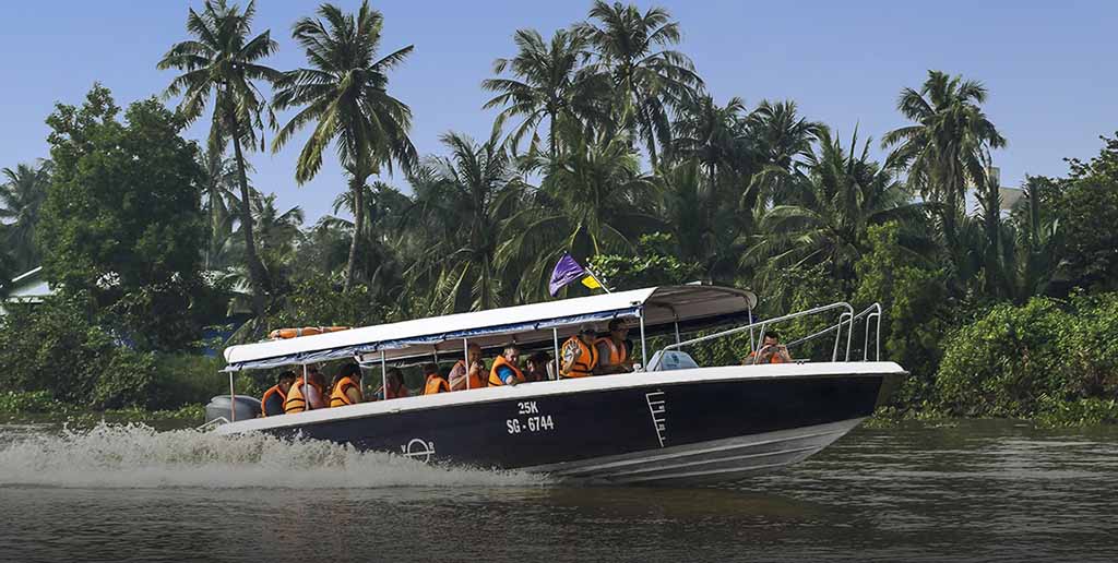 Speedboat on the Saigon River en route to the Cu Chi Tunnels