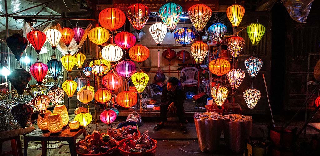 Traditional Lantern vendor in Hoi An, Vietnam