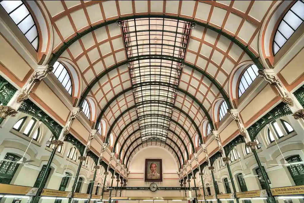 Interior of Saigon Central Post office in Ho Chi Minh City, Vietnam