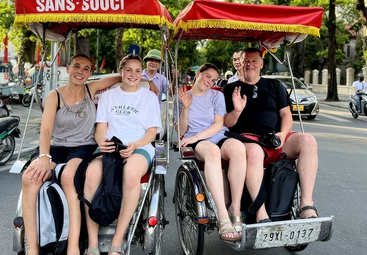 Cyclo ride through Hanoi, Vietnam