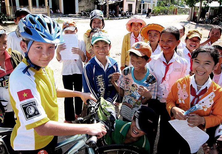 Family cycling in Vietnam