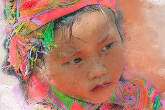 Portrait of a hill-tribe girl from Mai Chau, Vietnam